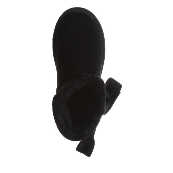 Pawz by BearPaw Girls Amelia II Black Suede Ankle Boots With Bow Size 10 - Picture 3 of 5